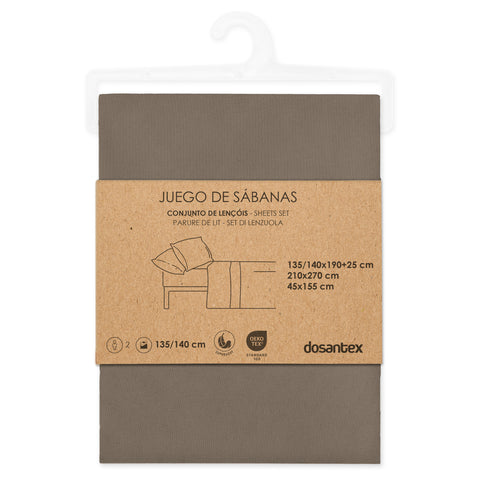 Juego de Cama 135cm Microfibra Chocolate Dosantex