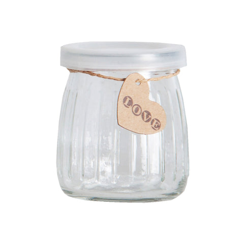 Bote de Vidrio con Tapa y Colgante Love 140ml