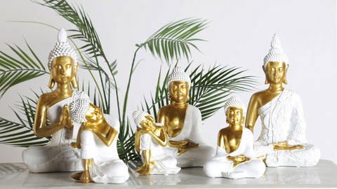 Figura Decorativa Budha Blanco Dorado 24,2cm