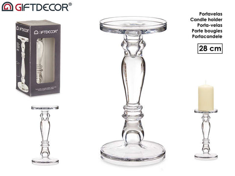 Candelabro Cristal Anillos 28cm
