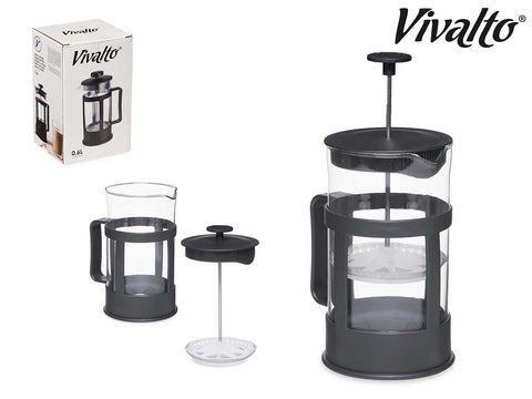 Tetera Vidrio Plástico Embolo 600ml