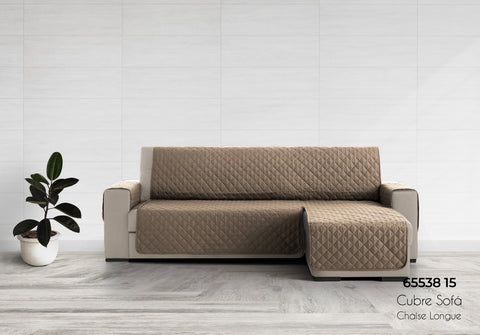 Cubre Sofá Chaise Longue Beige + Bolsillos 4 Metros