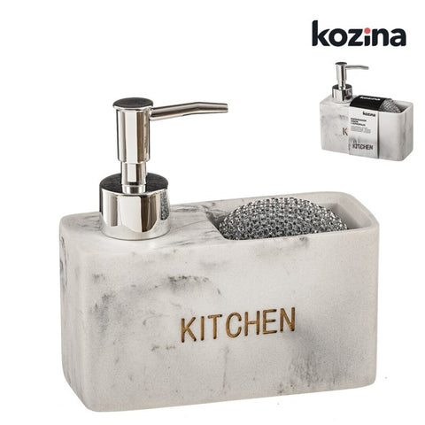 Dispensador de Cocina Kitchen Blanco + Estropajero Poliresina