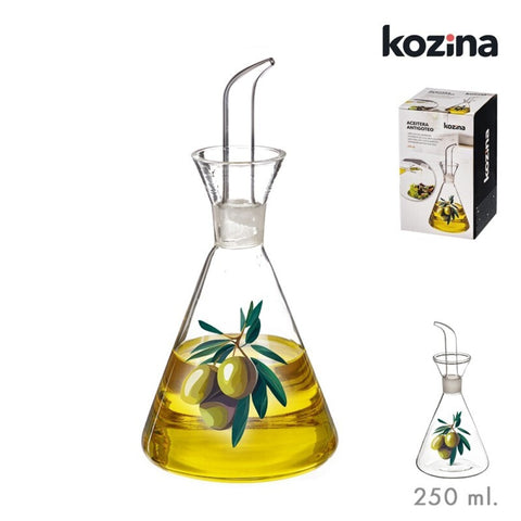 Aceitera de Cristal Antigoteo 250ml Aceitunas