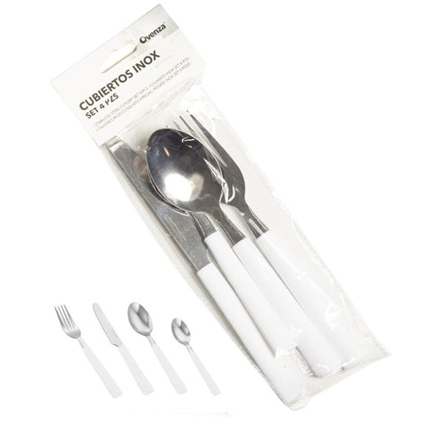 Set 4 Piezas Cubiertos Acero Inoxidable Blanco