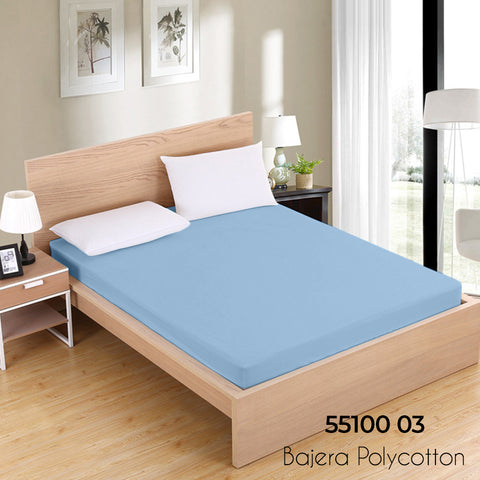 Sábana Bajera Celeste Cama 135cm Ajustable Polycotton