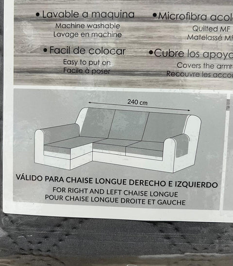 Cubre Sofá Chaise Longue Beige + Bolsillos 240cm Parte Arriba