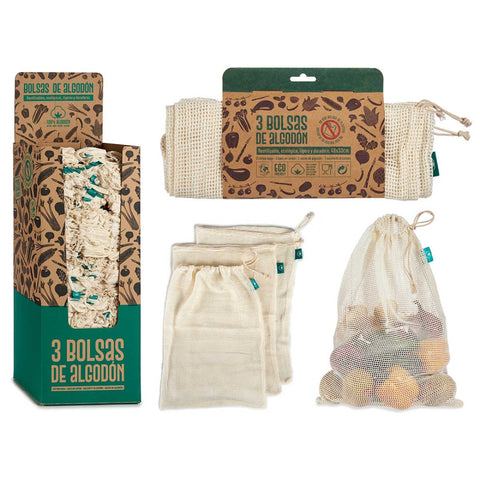 Set 3 Bolsas de Algodón Reutilizables