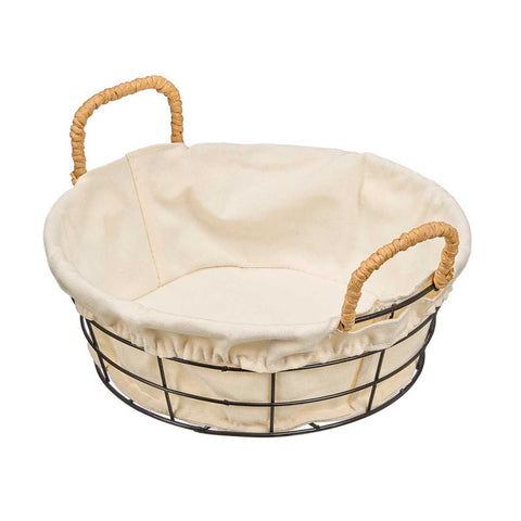 Cesta Metal Redonda Tela 23x23x8cm