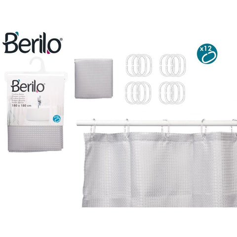 Cortina de Baño Poliester Gris Puntos 180x180cm