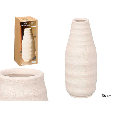 Jarrón Sahara Botella Rayas Blanco 36cm