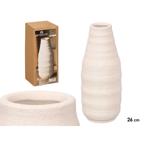 Jarrón Sahara Botella Rayas Blanco 26cm