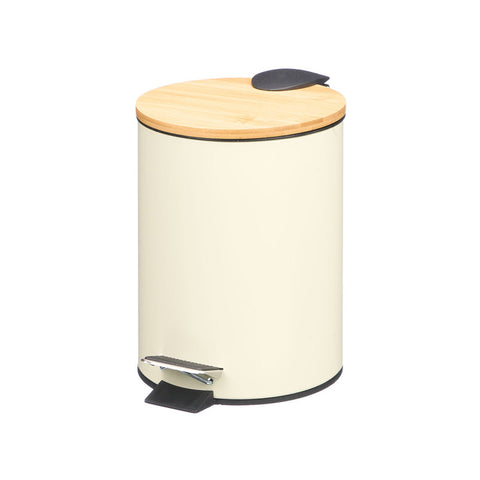 Papelera Metal Tapa Bambú 3L Beige
