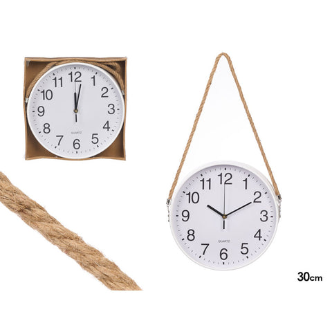 Reloj Pared Cuerda Colgar Blanco 30cm