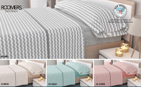 Juego de Sábanas Sedalina cama 150cm Bicolor Gris-Blanco