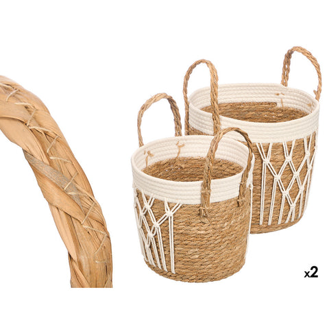 Set de 2 testos de macramé trenat blanc