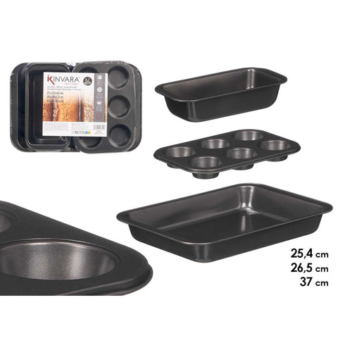 Set 3 Moldes Rectangular 3 Formas Acero Gris