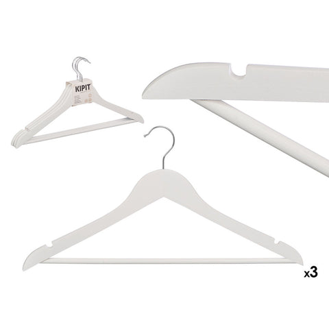 Set 3 Perchas Madera Blancas
