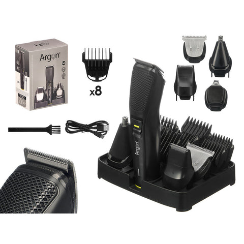 Set Cortapelo 12 Accesorios Soporte Negra 600MAH USB Tipo C Argón