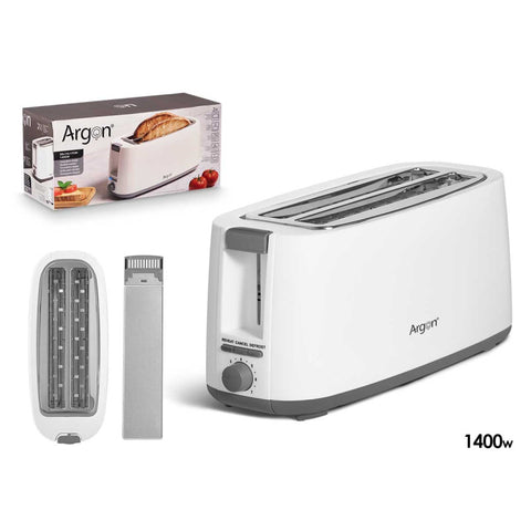 Tostadora Doble Larga Blanca 1400W Argón