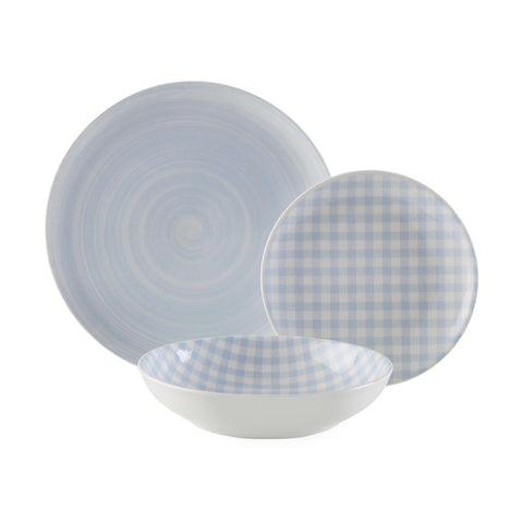 Vajilla Porcelana 18 Piezas Vichy Azul Versa