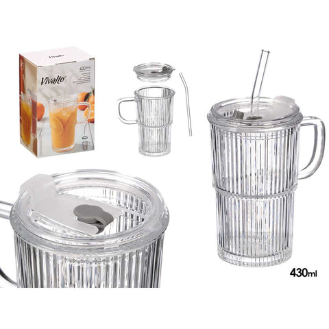 Vaso Asa Tapa Pajita 430ml