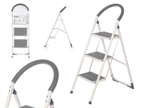 Escalera Metal Blanca 3 Escalones Gris