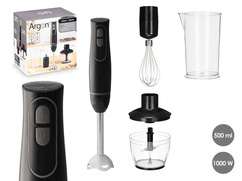 Set Batidora con Accesorios Negro 1000w