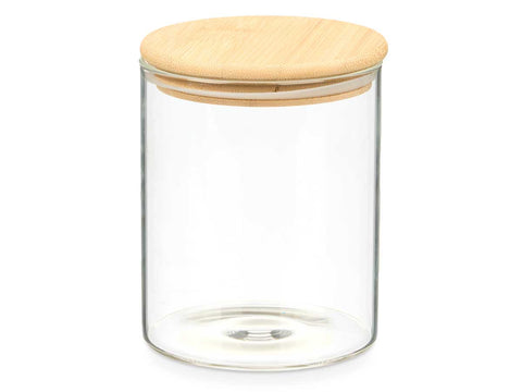Tarro Redondo Borosilicato 800ml Tapa Bambú