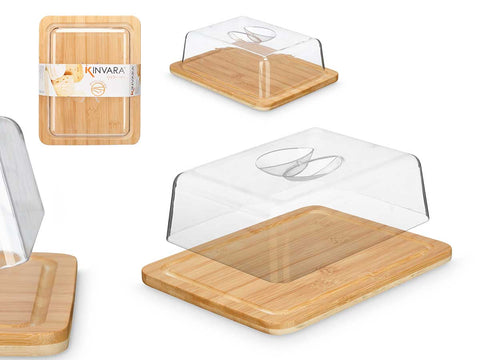 Quesera Rectangular Bambú 20x26x7,3cm