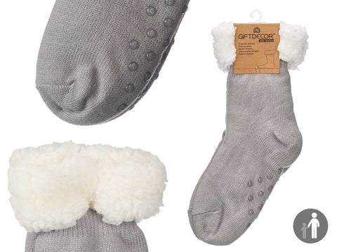 Calcetines Sherpa Adulto Gris Claro