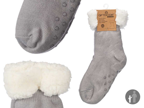 Calcetines Sherpa Infantil Gris Claro