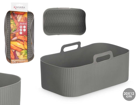 Moule rectangulaire pour friteuse à air, gris, 20 x 12 cm