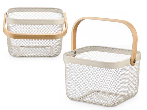 Cesta Cuadrada con Asa Crema