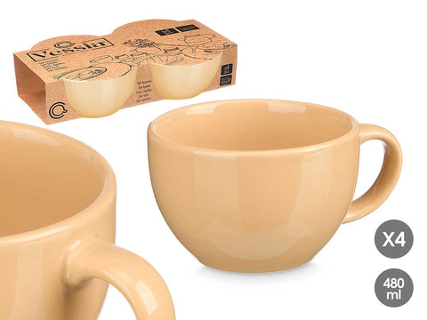 Set 4 Tazones Beige 480ml