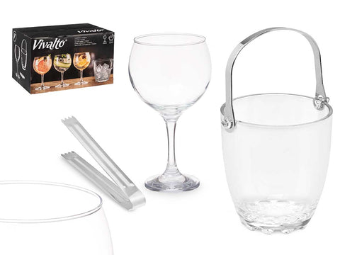 Set Cubitera y 4 Copas Gin Tonic