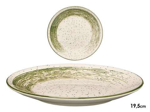 Plato Postre Patinado Verde 19,5cm