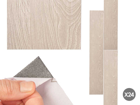 Set 24 Láminas Vinilo Parquet Vinílico Gris Claro 914x152mm