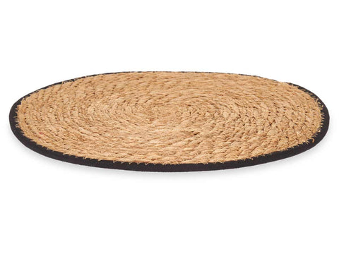 Salvamantel Esparto Borde Tela Negro 35cm