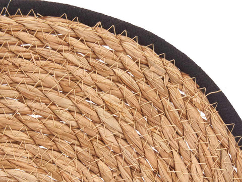 Salvamantel Esparto Borde Tela Negro 35cm