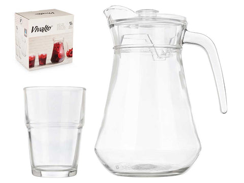 Set 5 Piezas Jarra y 4 Vasos Refresco