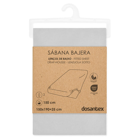 Sábana Bajera cama 150cm Microfibra Lisa Gris Perla Dosantex