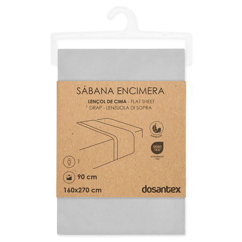 Sábana Encimera Cama 90cm Microfibra Gris Perla Dosantex
