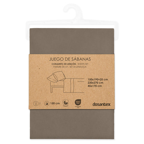 Juego de Cama 150cm Microfibra Chocolate Dosantex