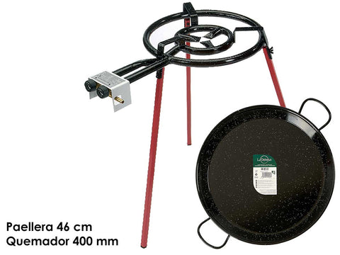 Set Paellera Esmaltada 46cm Quemador 400mm