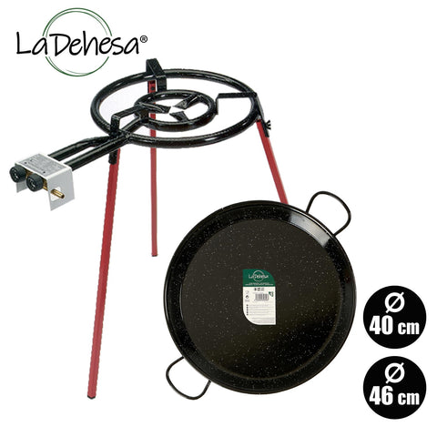 Set Paellera Esmaltada 46cm Quemador 400mm