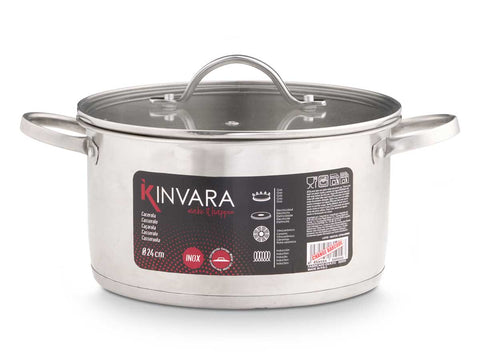 Cacerola Inducción Tapa Cristal 24cm