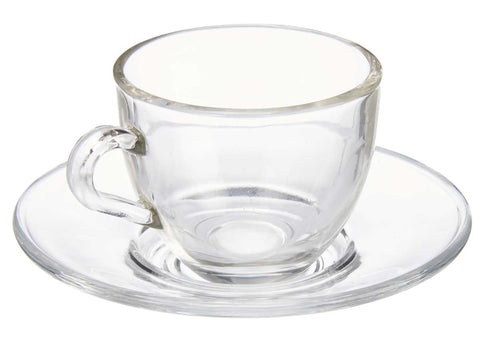 Pack 6 Tazas de Vidrio Café 85ml con Plato