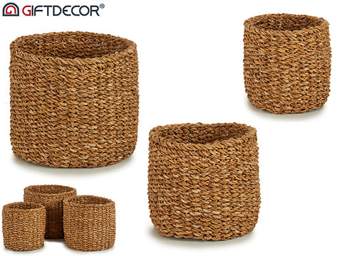 Set 3 Cestos Esparto Redondo Alto (3L - 5L - 8L)