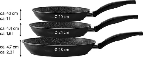 Lot de 3 poêles noires Royalty Line 20-24-28 cm